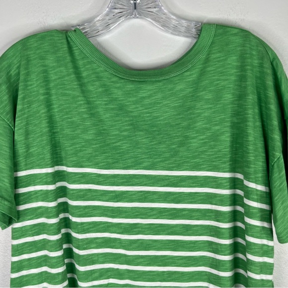 Maurices 24/7 Dawson T-Shirt Womens L Green White Stripe Crew Neck Drop Shoulder - Picture 5 of 14